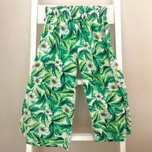tropical leaf print wide-leg capris​​​​​​​